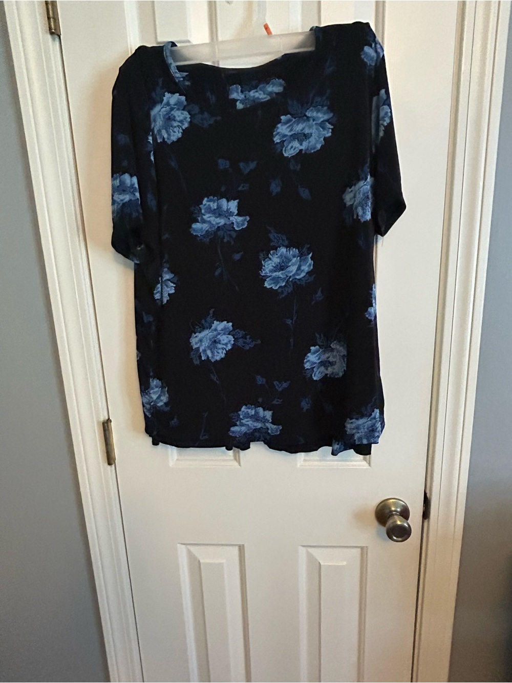 Jaclyn Smith Black Short-Sleeve Shirt and skirt with Blue Floral Print